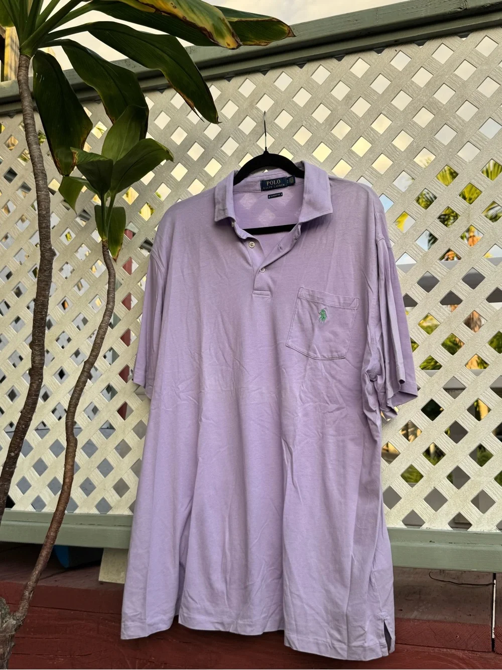 Ralph Lauren Lavender Short-Sleeve Polo with Chest Pocket